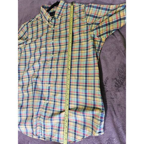 Ralph Lauren men's L cotton button up shirt, yellow multi plaid, preppy casual - Picture 7 of 7